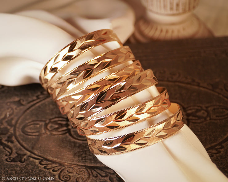 Vintage "Laurel" 14K Gold Bangles